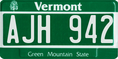VT license plate AJH942