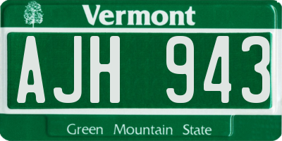 VT license plate AJH943