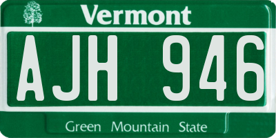 VT license plate AJH946