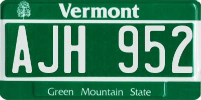 VT license plate AJH952