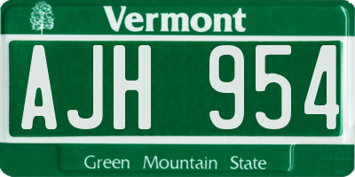 VT license plate AJH954