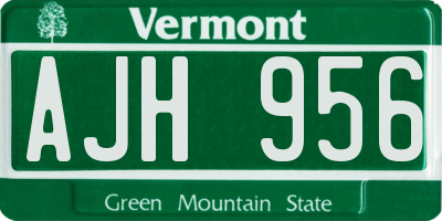 VT license plate AJH956