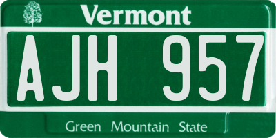 VT license plate AJH957