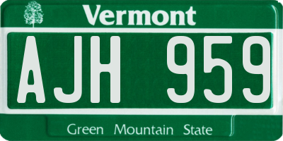 VT license plate AJH959