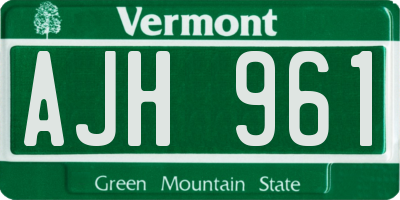 VT license plate AJH961