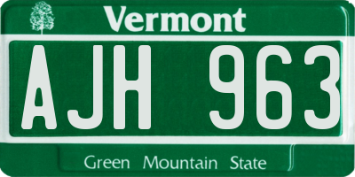 VT license plate AJH963