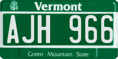 VT license plate AJH966