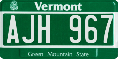VT license plate AJH967
