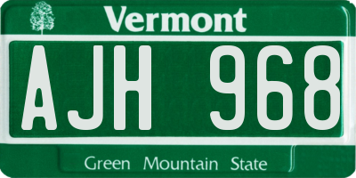 VT license plate AJH968
