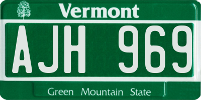 VT license plate AJH969
