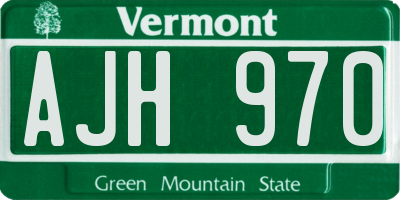 VT license plate AJH970