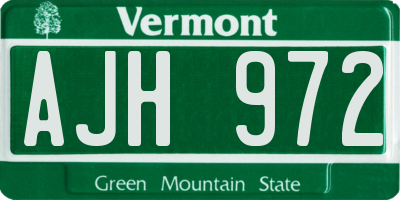 VT license plate AJH972