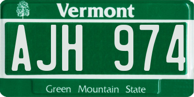 VT license plate AJH974