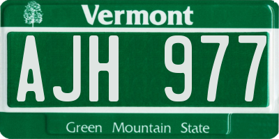 VT license plate AJH977