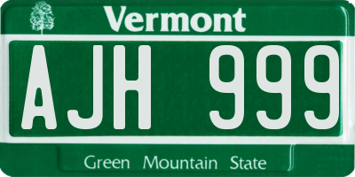VT license plate AJH999