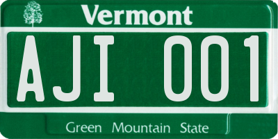VT license plate AJI001