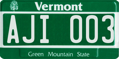 VT license plate AJI003