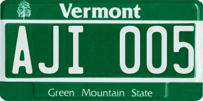 VT license plate AJI005