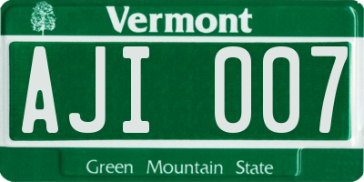 VT license plate AJI007