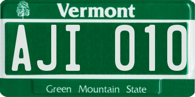 VT license plate AJI010