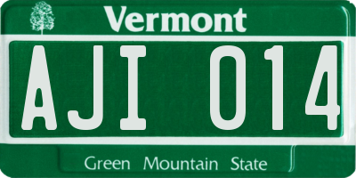 VT license plate AJI014