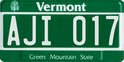 VT license plate AJI017