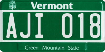 VT license plate AJI018