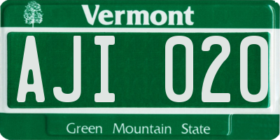 VT license plate AJI020