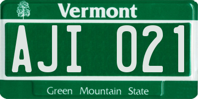 VT license plate AJI021