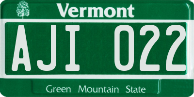 VT license plate AJI022