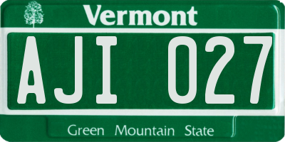 VT license plate AJI027
