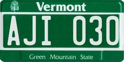VT license plate AJI030
