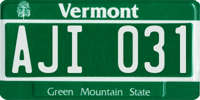 VT license plate AJI031