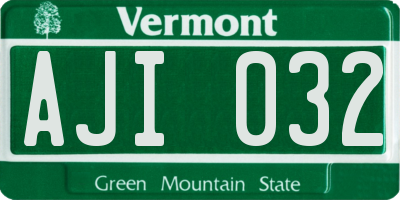 VT license plate AJI032