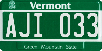 VT license plate AJI033