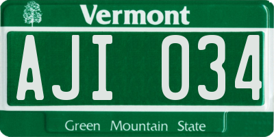 VT license plate AJI034