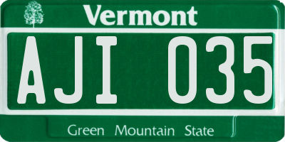 VT license plate AJI035