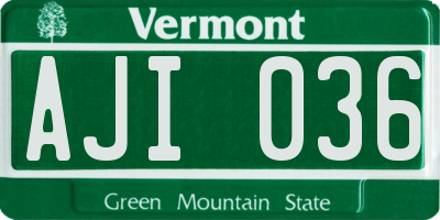 VT license plate AJI036
