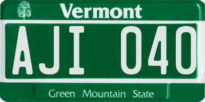 VT license plate AJI040