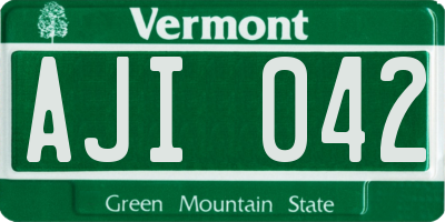 VT license plate AJI042