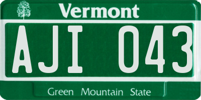 VT license plate AJI043