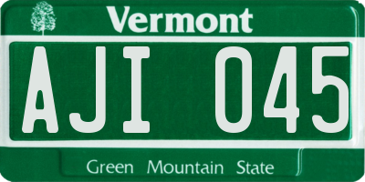 VT license plate AJI045