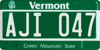 VT license plate AJI047