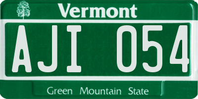 VT license plate AJI054