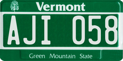 VT license plate AJI058