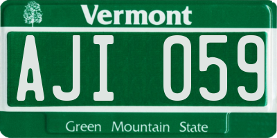 VT license plate AJI059