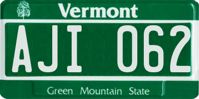 VT license plate AJI062