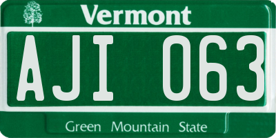 VT license plate AJI063