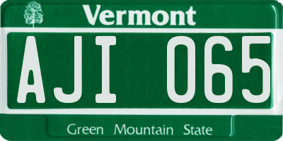 VT license plate AJI065
