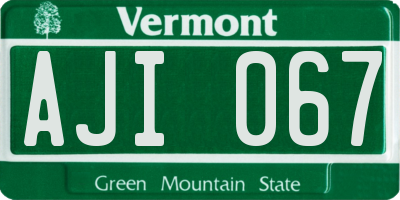 VT license plate AJI067